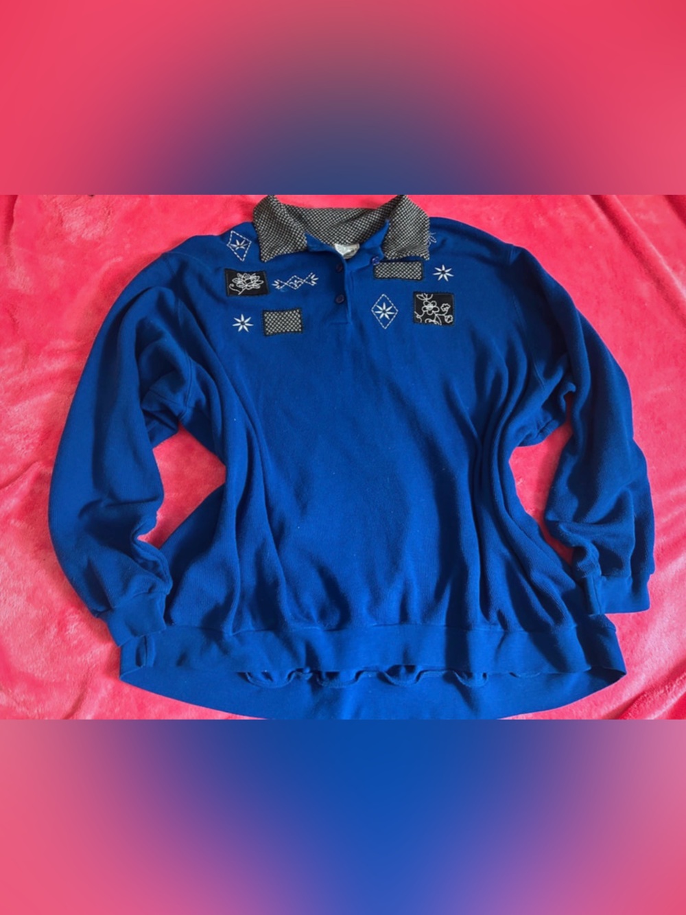 Men's Royal Blue Long-Sleeve Polo Sweater
